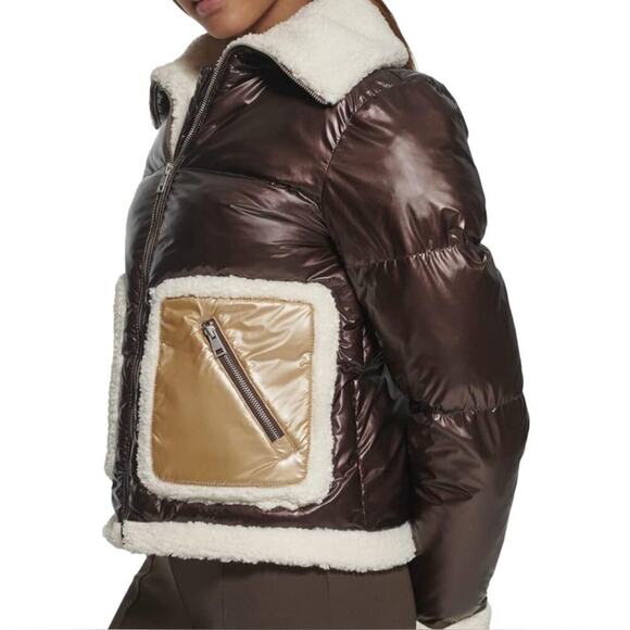 Levi's Breanna Pearlized Brown Faux Shearling
Puffer Jacket | S - Picture 3 of 10